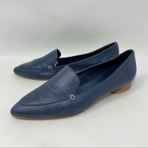 Equitare Blue Leather Pointed Toe Flats, Women’s Size 40